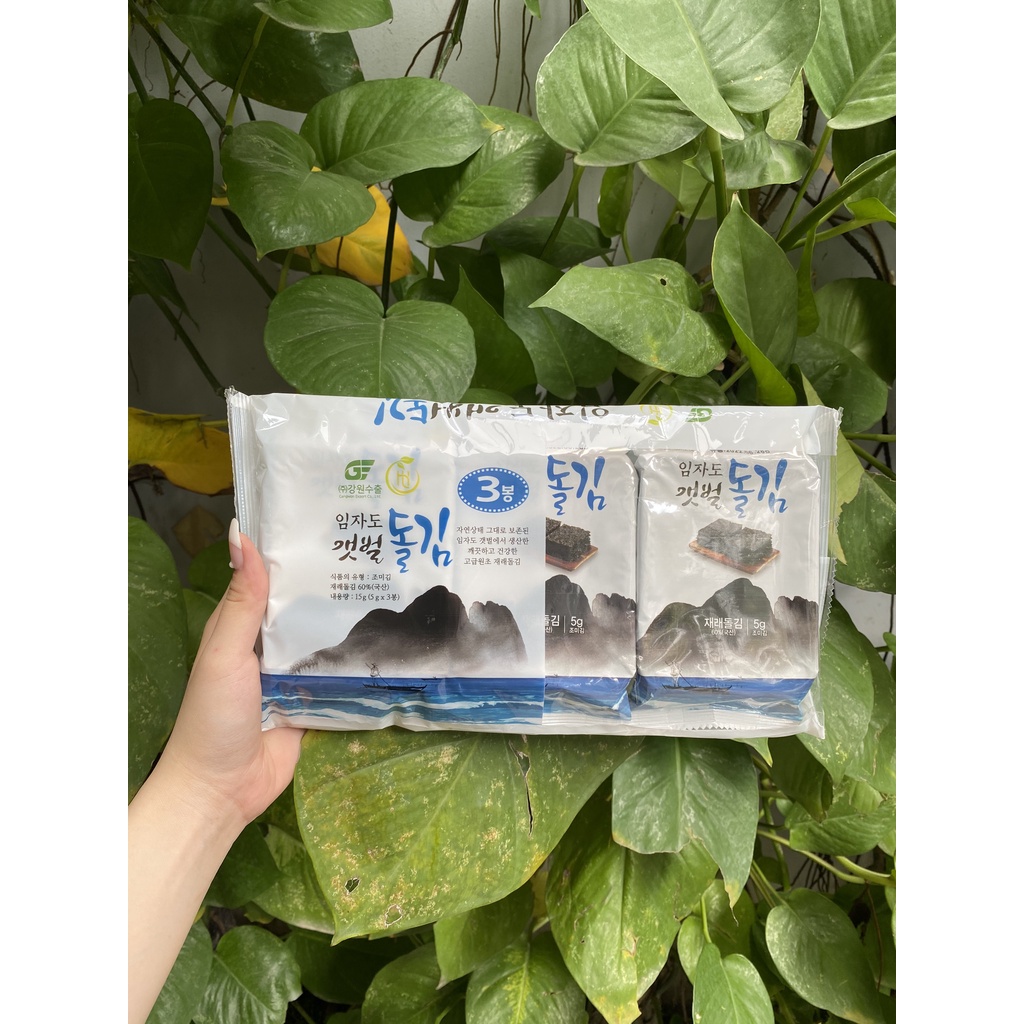 Rong Biển Hàn Quốc Sấy Khô Gangwon Seaweed 54% (Lốc 3 gói x 5g-trắng)
