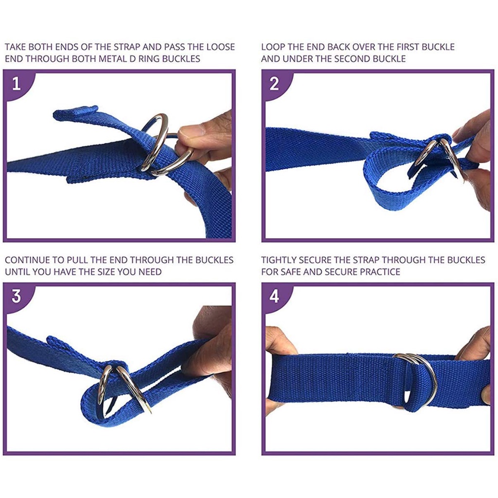 Dây tập Yoga cao cấp BODHI 2,5m x 3,8cm x 3mm 100% Cotton - Yoga Asana Belt D-RING