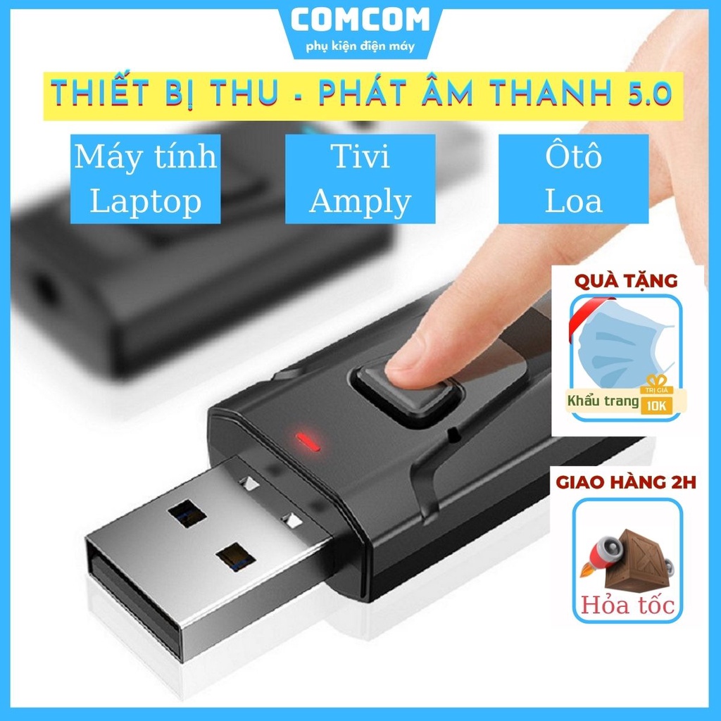 Thiết bị thu phát âm thanh M010 - USB bluetooth 5.0 dùng cho máy tính, laptop, amply, tivi, ôtô với tai nghe và loa kéo