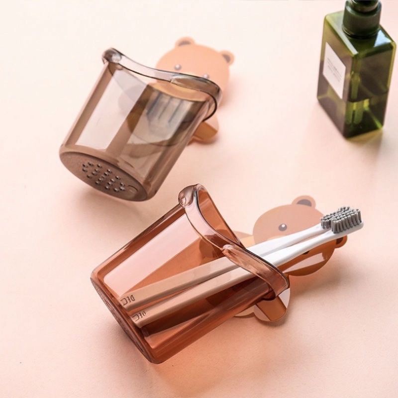 Cốc Dán Tường Nhà Tắm Hình Gấu Nâu Dễ Thương - Cốc Đựng Bàn Chải Đánh Răng