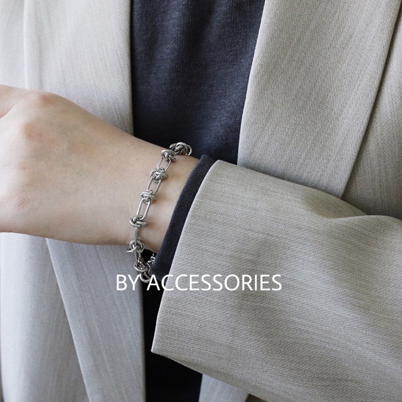 Lắc tay unisex titan mắt xích nút thắt cá tính không gỉ