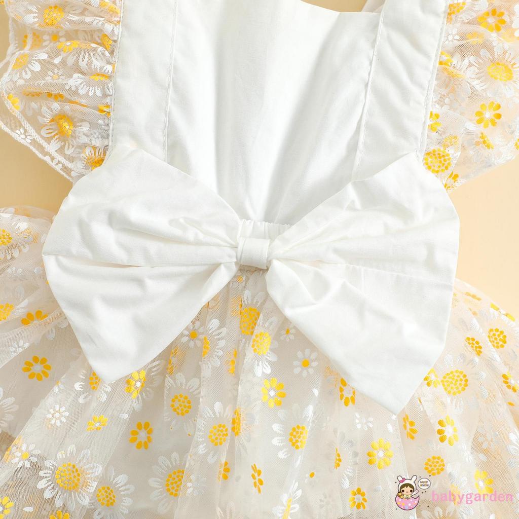 Bộ Áo Liền Quần Cổ Vuông Không Tay Đính Nơ Dành Cho Bé Gái 0-24 Tháng Tuổi