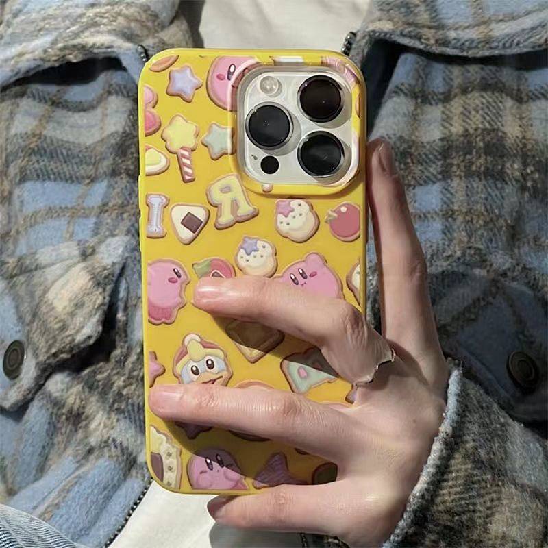 Cute Cartoon Kirby 14Promax Apple 13 Phone Case Iphone12 for 11 Soft XR Yellow 8P sHbs