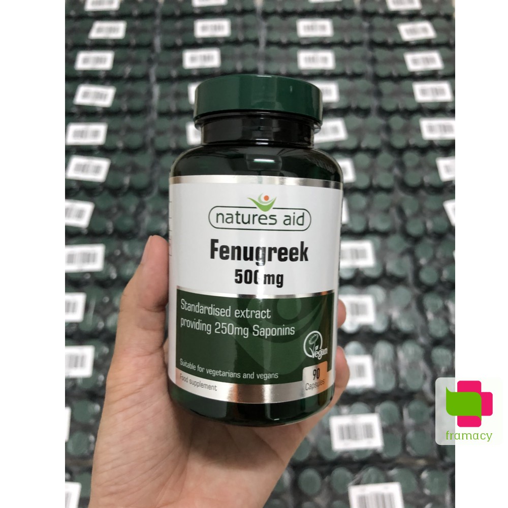 Viên uống lợi sữa Cỏ cà ri Natures Aid Fenugreek 500mg, Anh (90 viên) tăng cường dưỡng chất trong sữa cho mẹ sau sinh