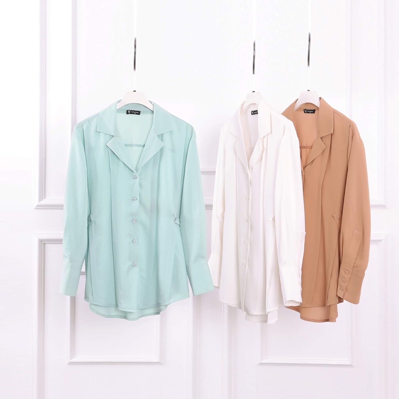 Áo sơ mi nữ xếp ly trước, cổ vest, dài tay, SMKA269 hàng thiết kế cao cấp TK Fashion cho công sở, đi làm, đi học