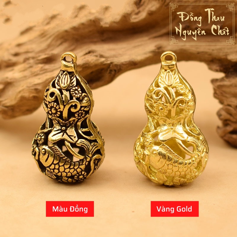 Tượng Trưng Bày Phong Thủy Bằng Đồng Hình Trái Bầu Cá Chép, Trang Trí, Đem Lại May Mắn (Kích cỡ: 4.0 x 2.2cm)