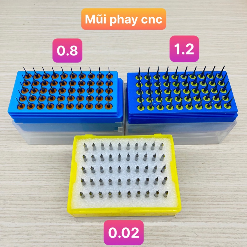 Hộp mũi cnc quả dứa máy phay cnc hộp 50 mũi 0.02mm, 0.8mm, 1.2mm