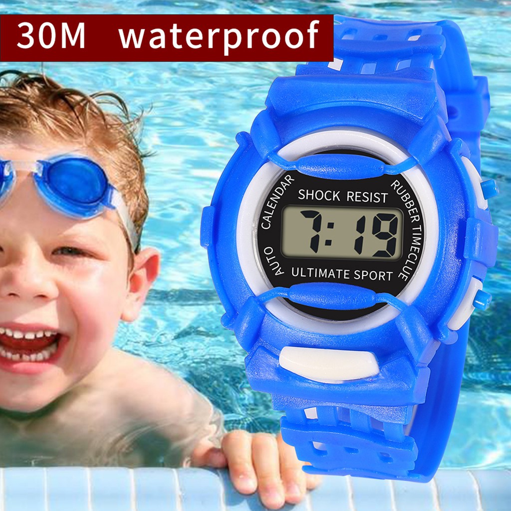 Đồng hồ điện tử thể thao chống nước có đèn LED cho bé gái
