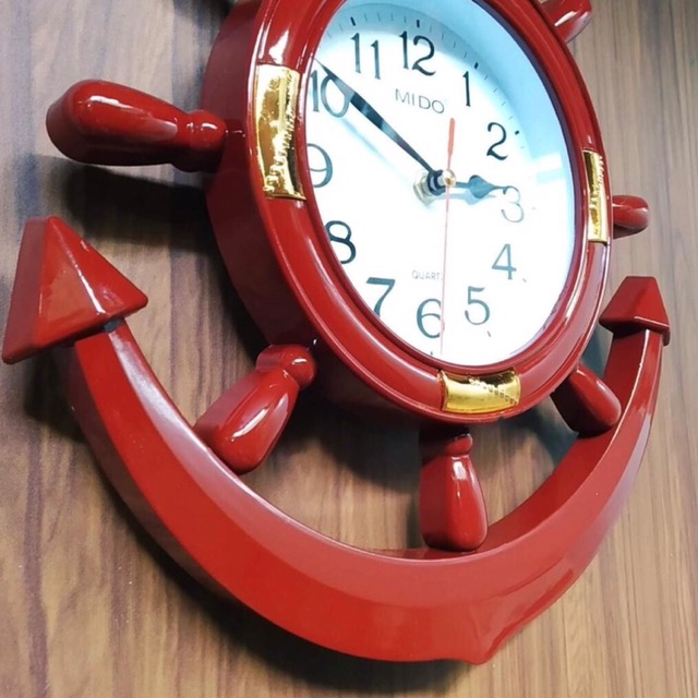 Đồng hồ treo tường - Đồng hồ mỏ neo nhựa giả gỗ