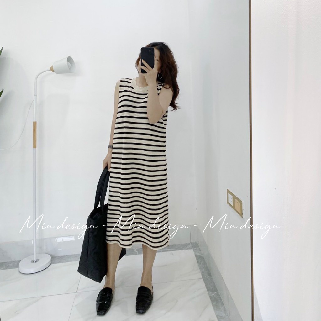 Đầm suông sát nách mongtoghi siêu xinh, thiết kế cổ rách cá tính, phom rộng M24 - MIN Design