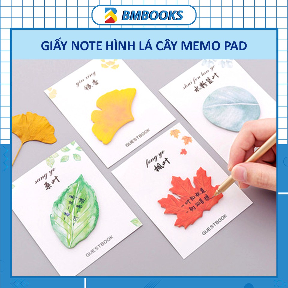 Giấy note hình lá cây mùa thu GUESTBOOK phong cách màu nước Watercolor 4 mẫu tùy chọn BMBooks