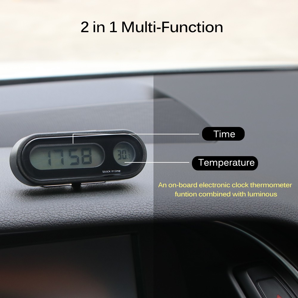Đồng hồ điện tử kết hợp đo nhiệt độ 2 trong 1 hiển thị đèn led cho xe hơi