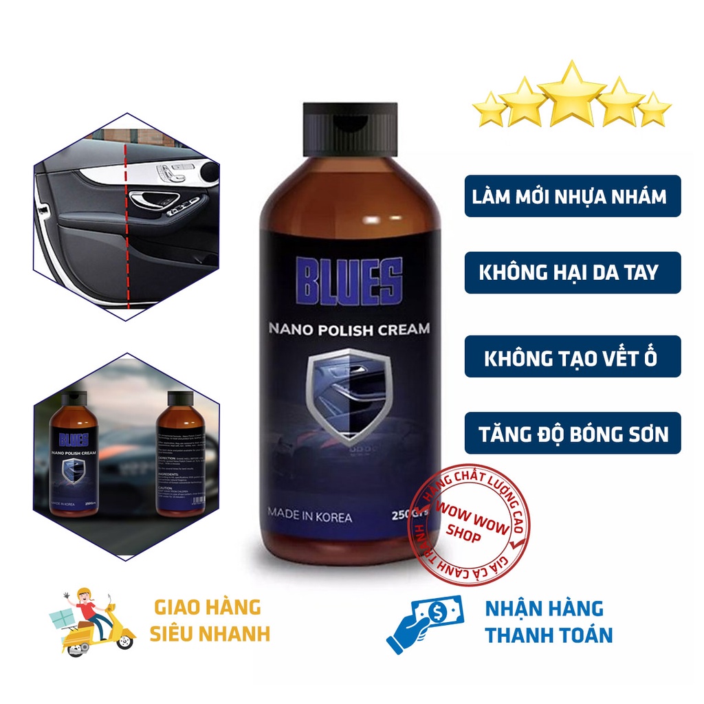 Dung dịch Blues Nano Korea phục hồi phủ bóng - Nhựa nhám, ghế da, tablo cho ô tô