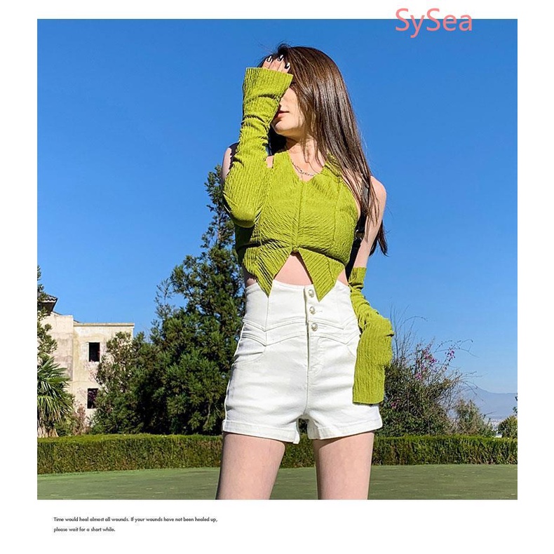 Quần Short Denim Lưng Cao Thời Trang Mùa Hè Dành Cho Nữ