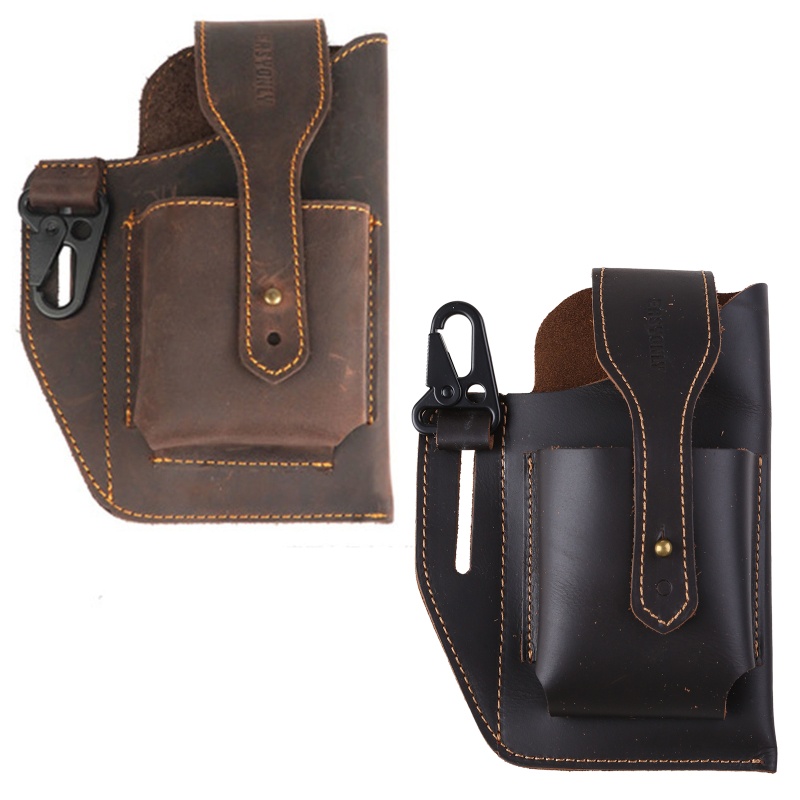 Túi Đeo Hông Bằng Da Bò Đa Năng Kèm 2 Móc Khóa Phong Cách Phục Hưng