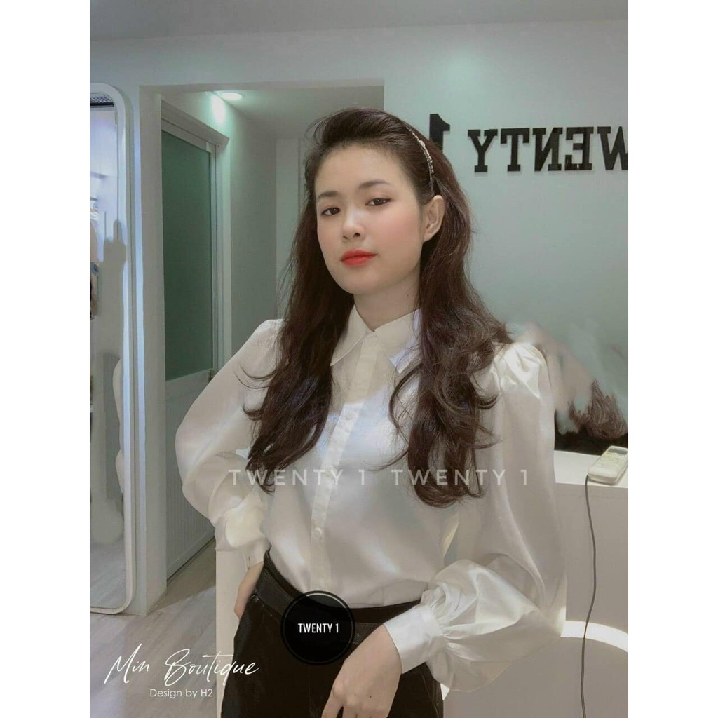 [Mã WASKT410K giảm 10K đơn 50K] (Hàng Mới Về) Áo sơ mi lụa trắng tay bồng - 1810 | BigBuy360 - bigbuy360.vn