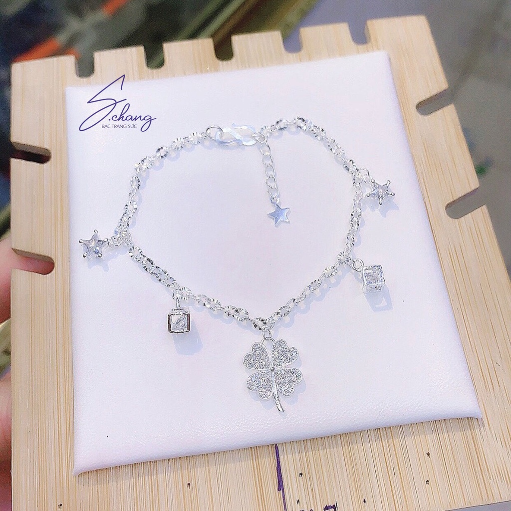 Lắc tay bạc Charm cỏ bốn lá xinh xan LT23