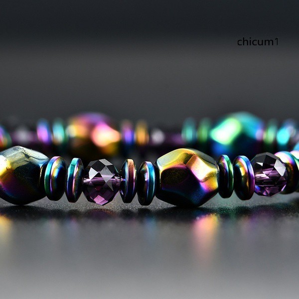 Vòng tay chuỗi hạt đá nam châm Hematite nhiều màu sắc hỗ trợ liệu pháp giảm cân giữ dáng thon gọn