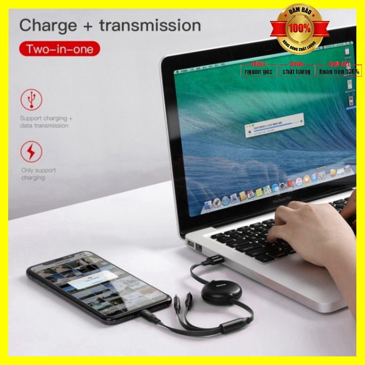 Cáp sạc đa năng Baseus 3 trong 1 CAMLT-ZY: USB Type A to USB Type C/ Micro USB/ Lightning Fast Charging Cable