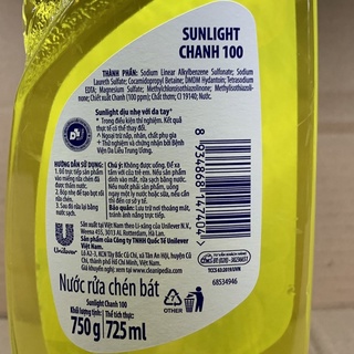 Nước rửa chén bát Sunlight Chai 750g ( sẵn đủ mầu )