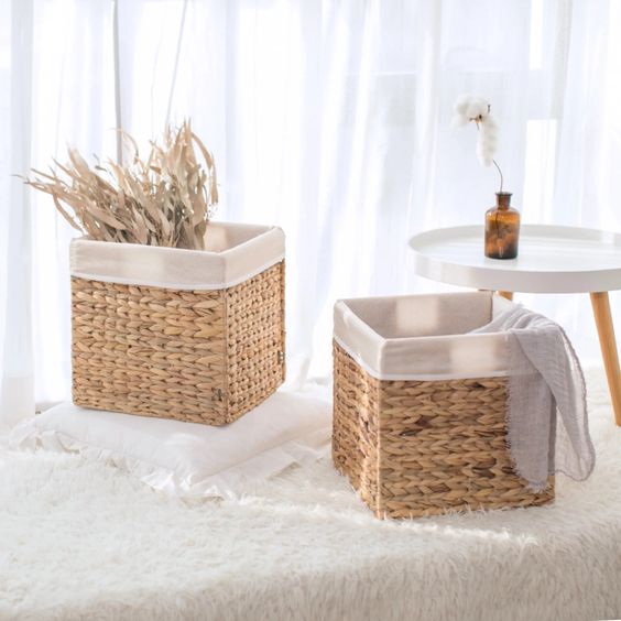 Giỏ Lục Bình Vuông Trang Trí  Đựng Đồ Đa Năng, Xếp Hộc Kệ Tủ,Kệ Tổ Ong