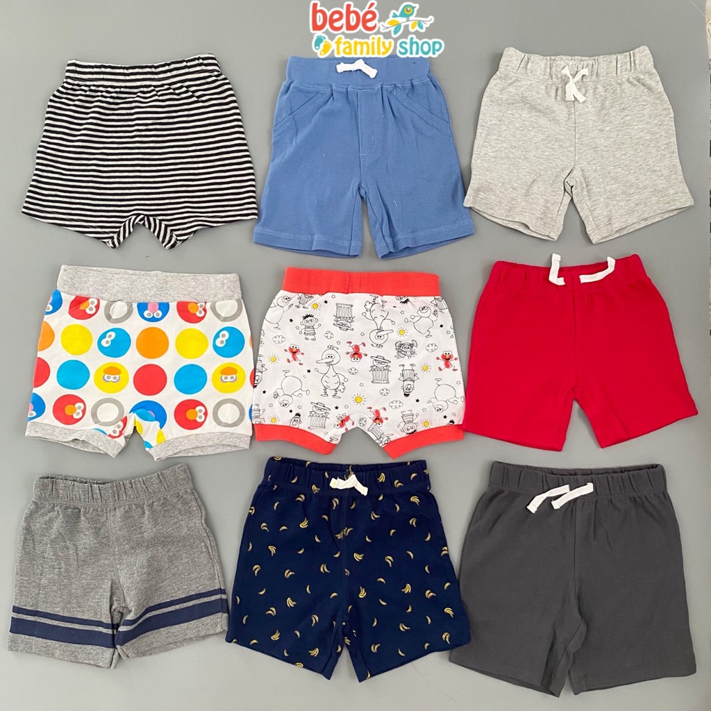 [Size 0-3M] Quần Short/ Quần đùi bé trai xuất dư Carters sơ sinh đến 2 tuổi chất thun cotton da cá QTB