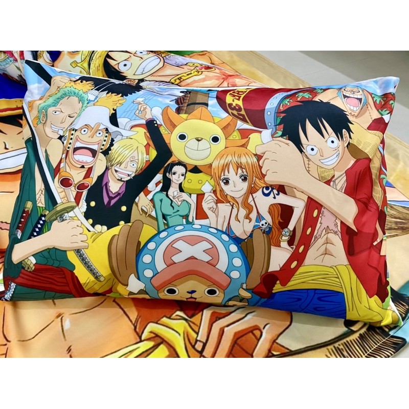 Combo gối nằm gối ôm (kèm ruột) và chăn Luffy cho bé 3-5 tuổi