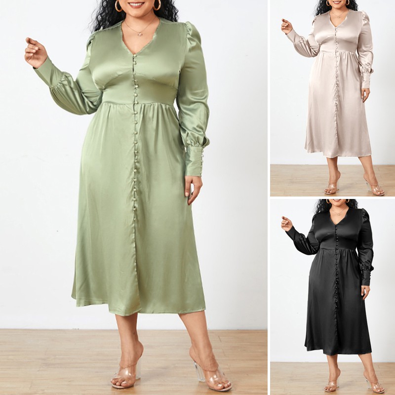 Đầm CELMIA Dài Cổ Chữ V Tay Phồng Thanh Lịch Cho Nữ | BigBuy360 - bigbuy360.vn