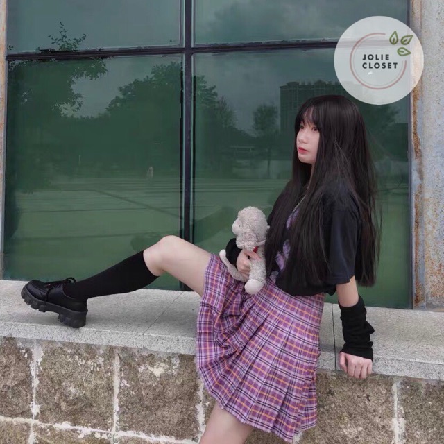 [HÀNG MỚI VỀ] Chân Váy Tennis Xếp Ly Chữ A Dáng Ngắn Màu Caro Tím Hot Trend Siêu Đẹp