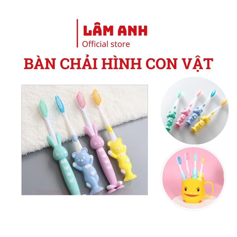 Set 4 Bàn Chải Lông Mềm Xuất Khẩu Nhật Bản Cho Bé – Bản Chải Gấu Dễ Thương