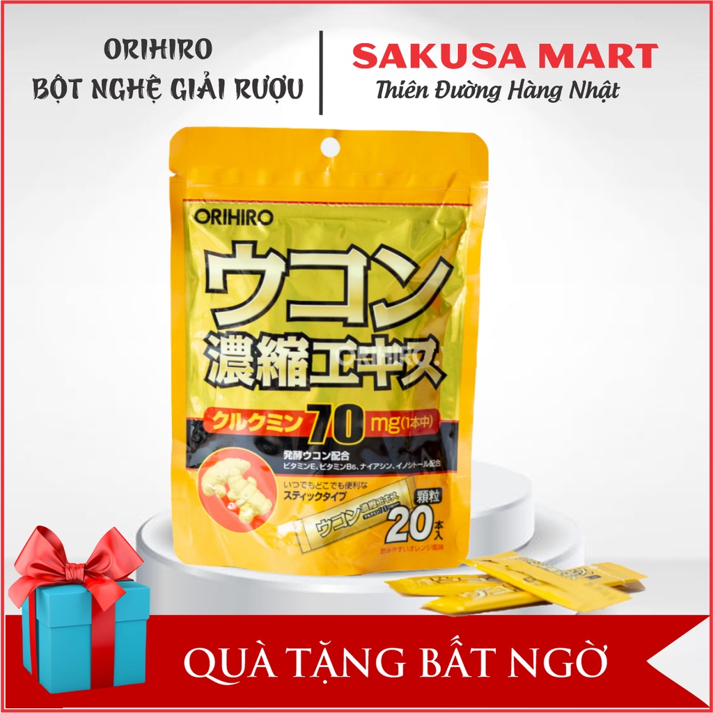 Bột nghệ giải rượu Ukon tinh bột nghệ giải độc gan Orihiro túi 20 gói hỗ trợ gan giải rượu nhanh chóng