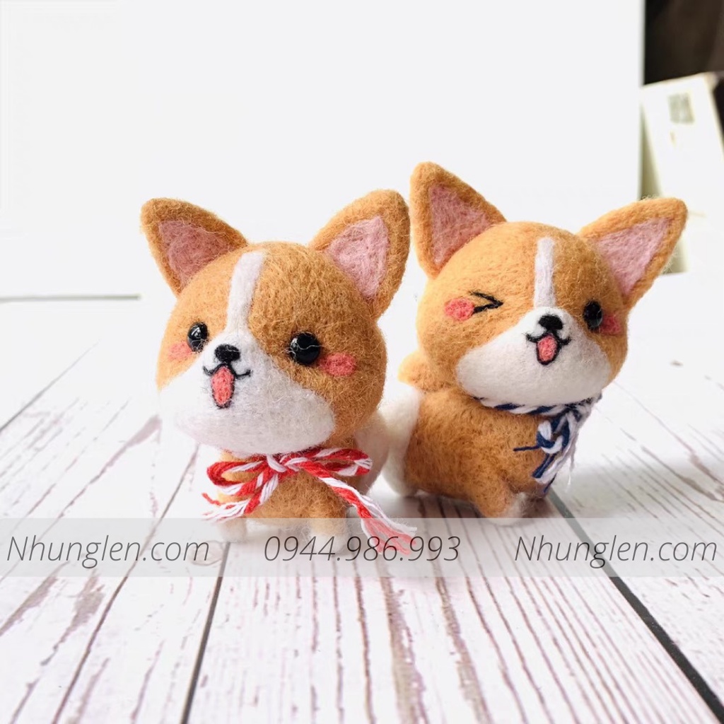 Bộ len chọc Hình Chó Corgi giành cho người mới bắt đầu - Handmade, chọc len, len thô