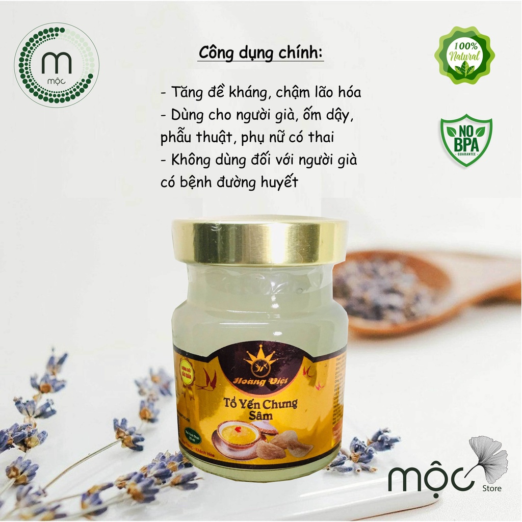 Yến chưng sâm Hoàng Việt 70ml - yến sào chưng sẵn Nha Trang, Khánh Hòa dành cho người già, cần bồi bổ sức khỏe, đề kháng
