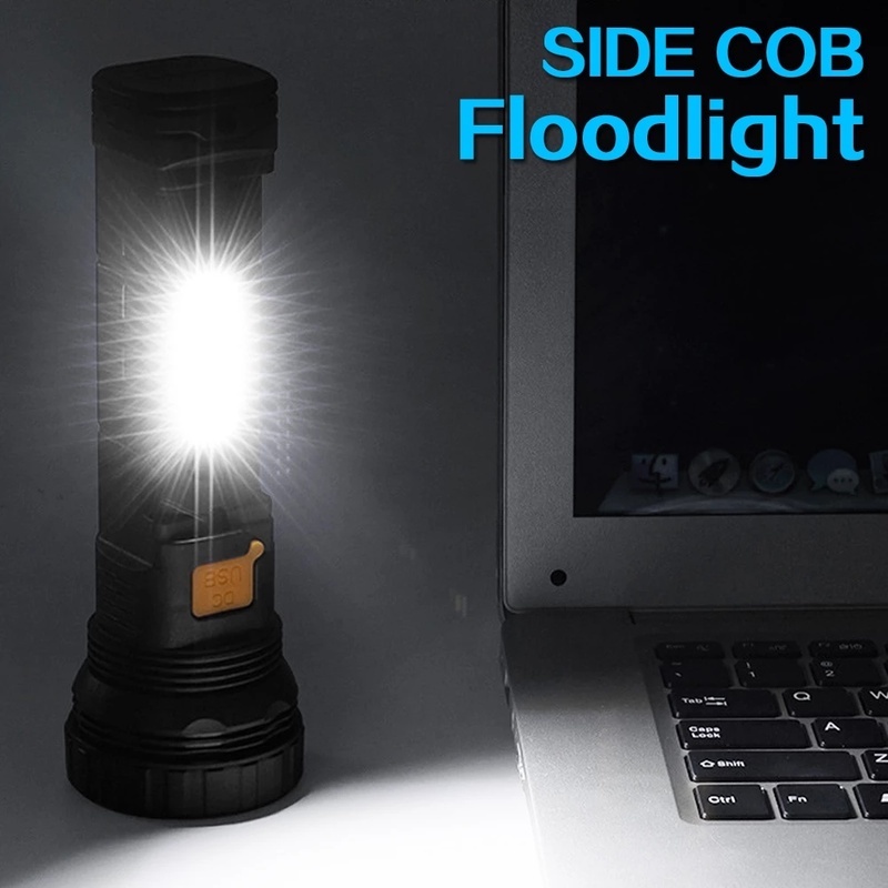 Đèn Pin LED Sử Dụng Năng Lượng Mặt Trời Siêu Sáng Chống Thấm Nước Có Thể Sạc Lại Bằng Cổng USB/Solar