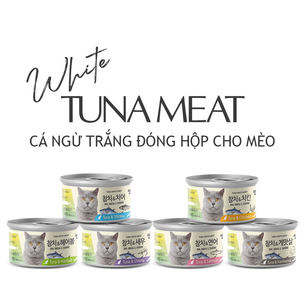 Thịt cá ngừ trắng đóng hộp cho mèo MeoWow lon 80g