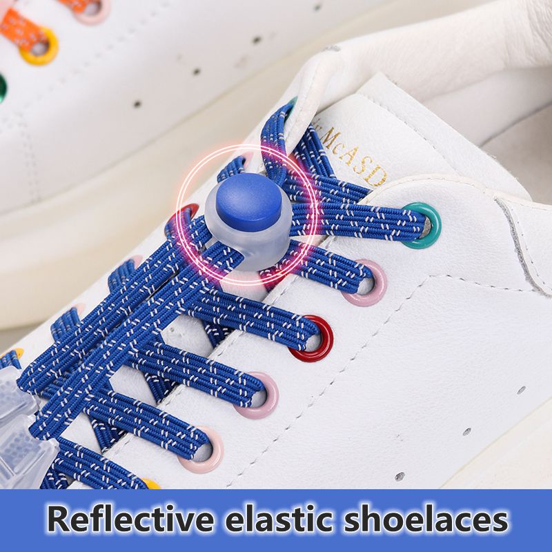 1 Cặp Dây Giày Thể Thao Phản Quang Co Giãn Dành Cho Trẻ Nhỏ Và Người Lớn
