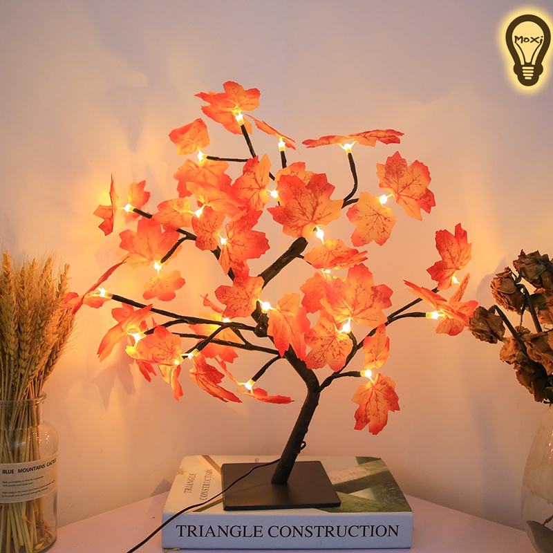 【HÀNG SẴN】Đèn led cây để bàn lá phong mùa thu thiết kế độc đáo trang trí DECOR phòng ngủ dùng USB tiện dụng MOXI.