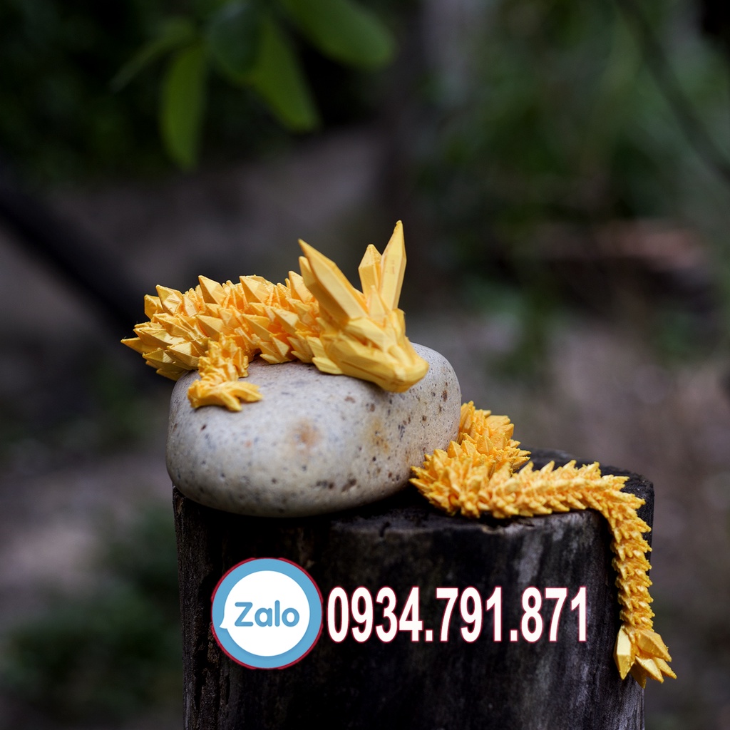 Mô Hình Rồng Crystal_rồng băng VÀNG GOLD cử động khớp linh động bằng công nghệ in 3D trang trí nhà cửa, phong thủy