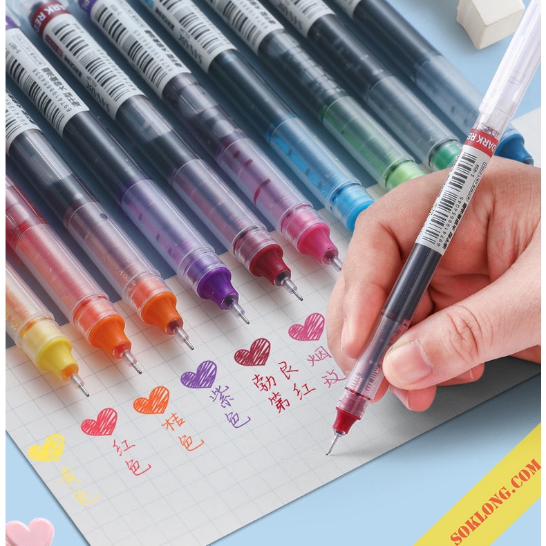 Bút mực nước ngòi kim nét 0.5mm B49 bút viết mực xanh/ đen/ đỏ phong cách Muji tối giản