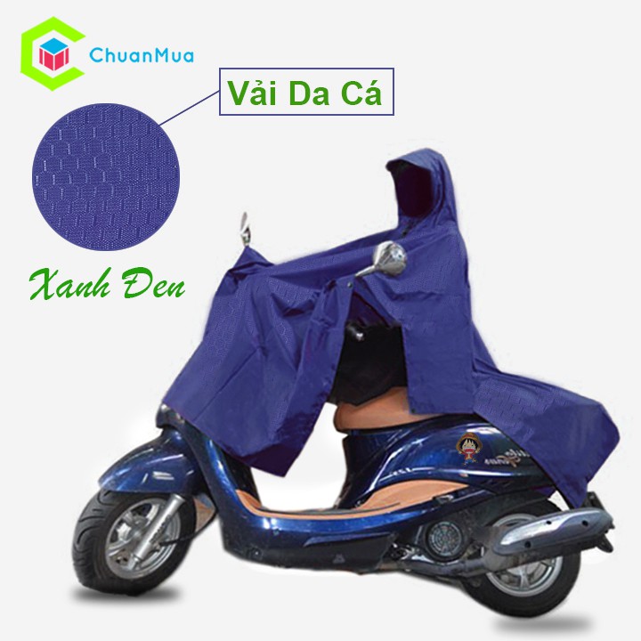 Áo Mưa Cánh Dơi Xẻ Tà Vải Dù Da Cá Cao Cấp