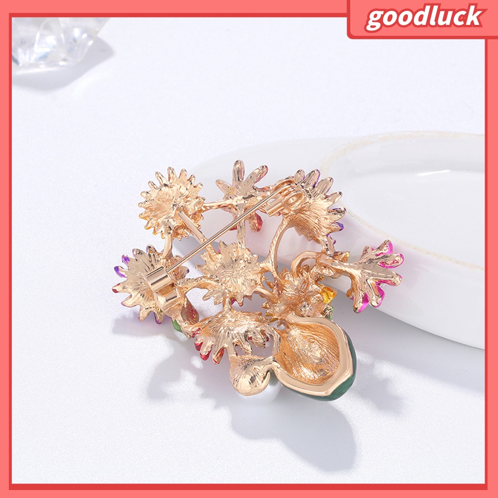 Ghim Cài Áo Hình Bình Hoa Đính Đá Nhân Tạo Thời Trang Cho Nữ