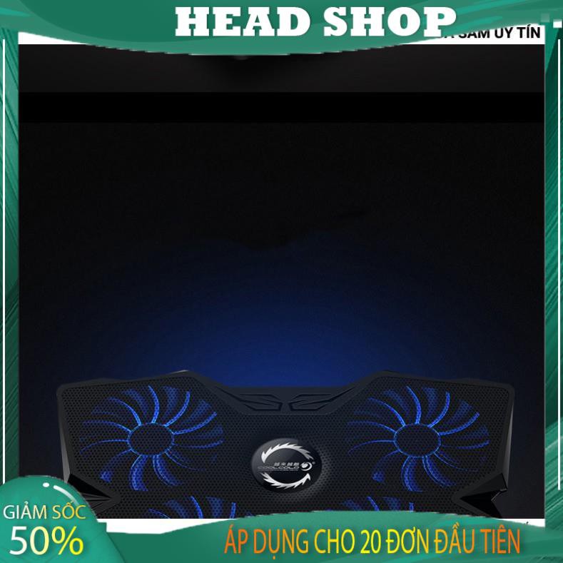 Đế Tản Nhiệt Quạt tản nhiệt Laptop Cool 4 Quạt, Đèn Led, Đế Nâng 17 Inch Trở Xuống HEAD SHOP