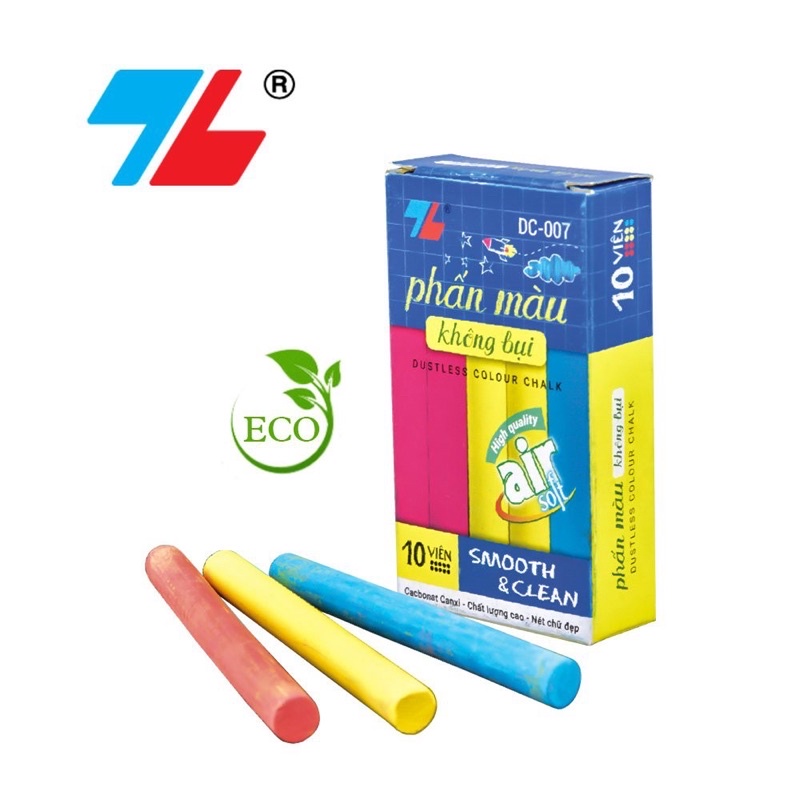 Combo 10 hộp phấn màu không bụi chính hãng thiên Long
