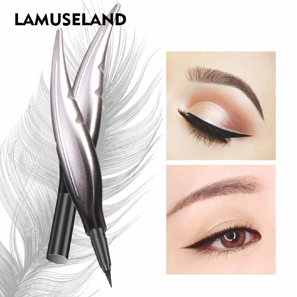 Bút Kẻ Mắt Nước Màu Đen Kháng Nước Thiết Kế Hình Lông Vũ LAMUSELAND 1g LK13E