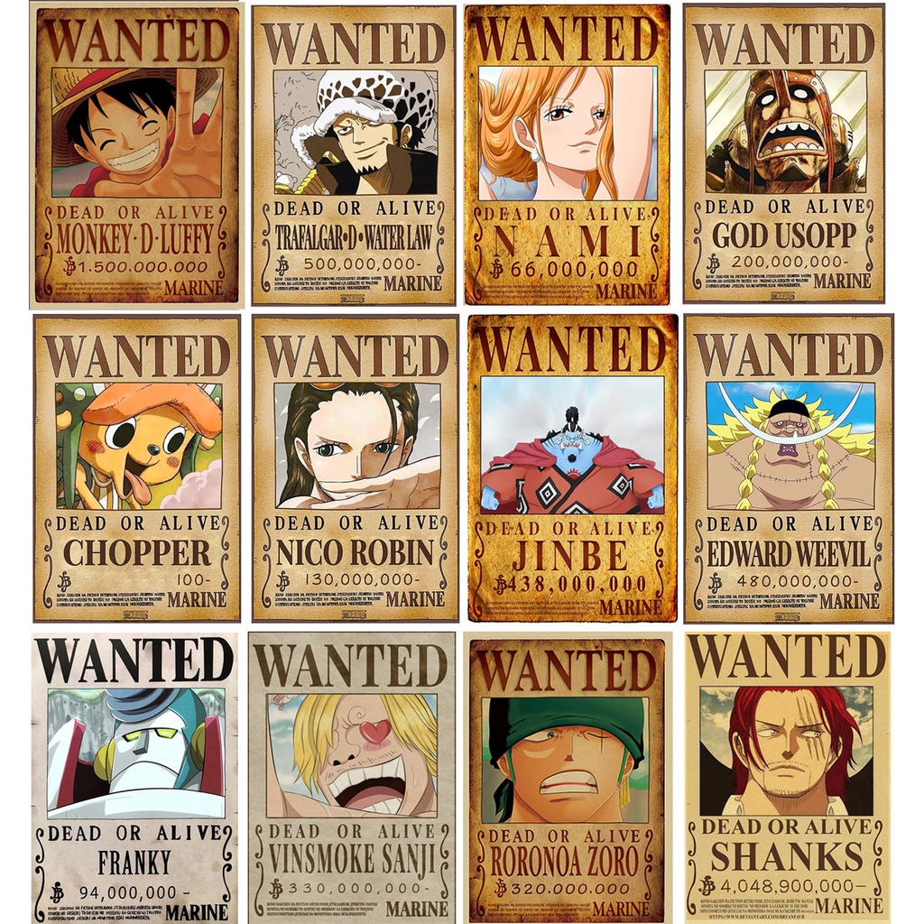 Poster Truy Nã One Piece Full Băng Mũ Rơm combo