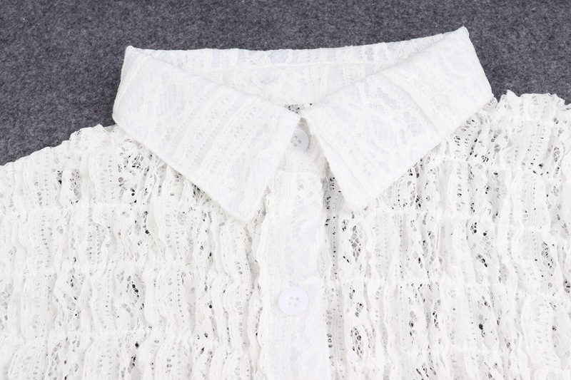 Áo kiểu DUNEA tay ngắn phối ren xếp ly thời trang quyến rũ cho nữ