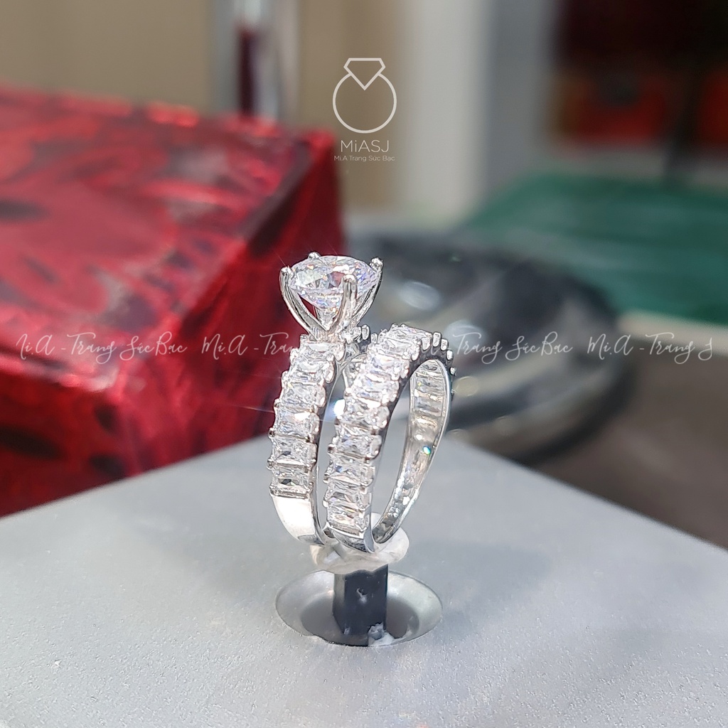 Nhẫn cặp đôi bạc Ý S925 nạm đá cao cấp MiASJ N522/N523