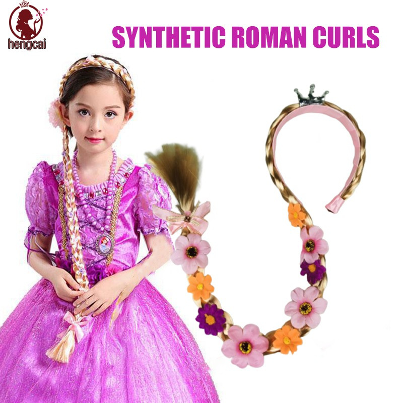 Băng đô có tóc giả dài hóa trang công chúa Rapunzel cho bé gái