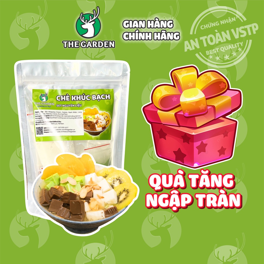 Chè khúc bạch tự nấu, set nguyên liệu nấu chè 3 vị thạch thơm ngon THE GARDEN