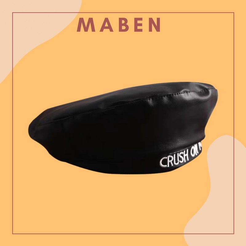 Nón beret crush on you đỏ đen - Mũ nồi phong cách Hàn - Maben